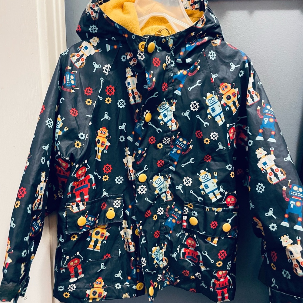 British designer robot navy blue zip up thin raincoat 2/3year old size